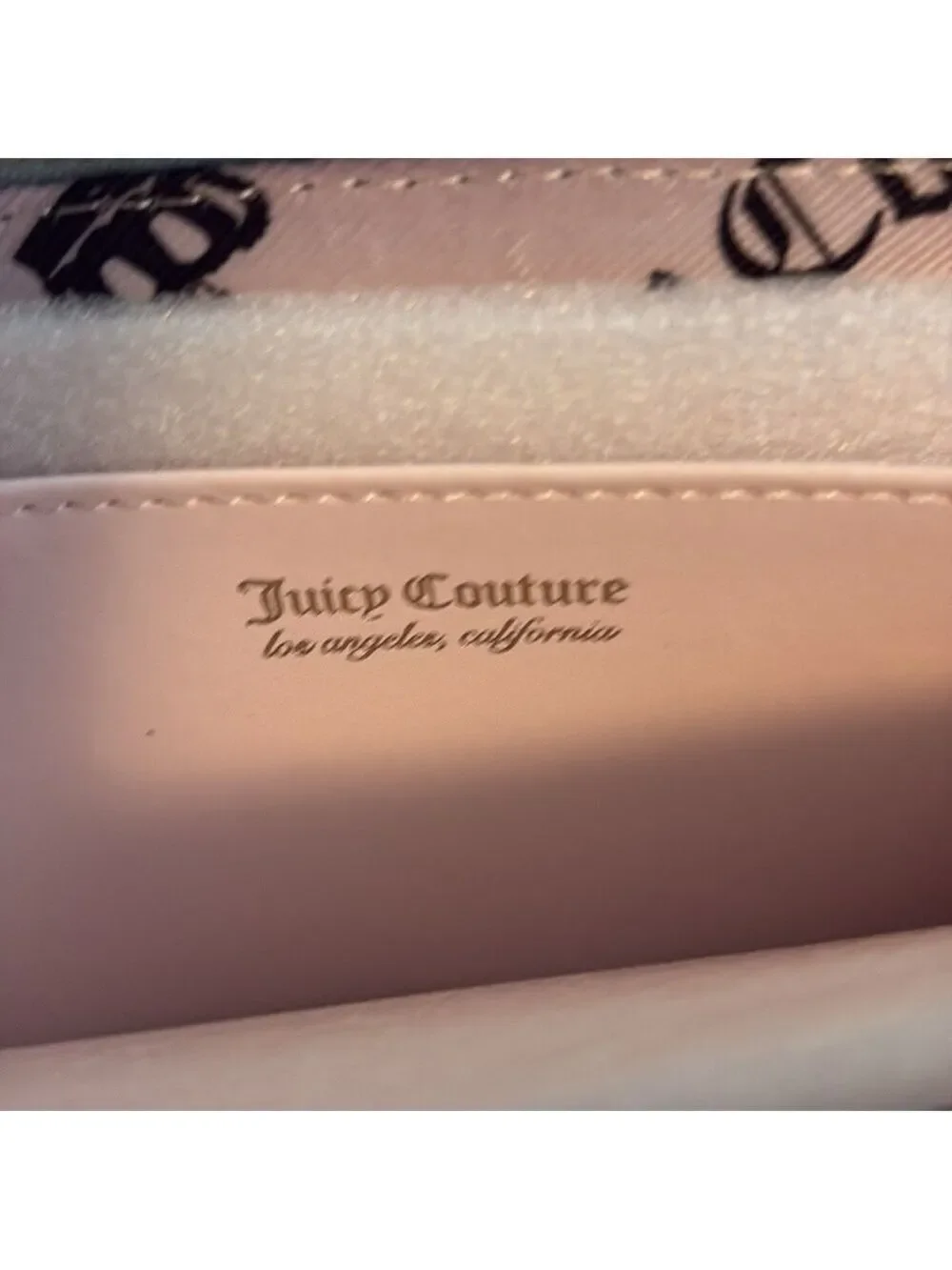 Juicy Couture Light Blue Quilted Bow Wallet Plush Goldtone Hardware New